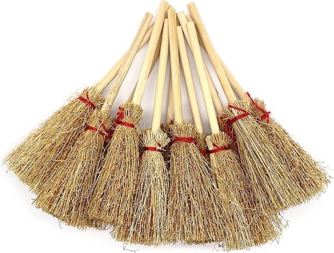 20 Pcs Mini Straw Brooms Decorative Artificial Miniature Broom Ornament Figurines for DIY Crafts Halloween Witch Craft in Saudi Arabia