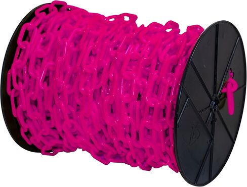 Mr. Chain Plastic Barrier Chain Reel, Safety Pink, 1-Inch Link Diameter, 250-Foot Length (10125) in Saudi Arabia
