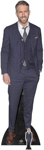 STAR CUTOUTS CS704 المشاهير Standee Ryan Reynolds Lifesize Cardboard Cutout Smart Casual Suit Cut Out 188 سم، 188 × 55 × 188 سم، متعدد الألوان in Kuwait