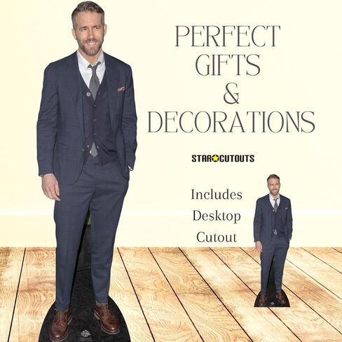 STAR CUTOUTS CS704 المشاهير Standee Ryan Reynolds Lifesize Cardboard Cutout Smart Casual Suit Cut Out 188 سم، 188 × 55 × 188 سم، متعدد الألوان in Kuwait