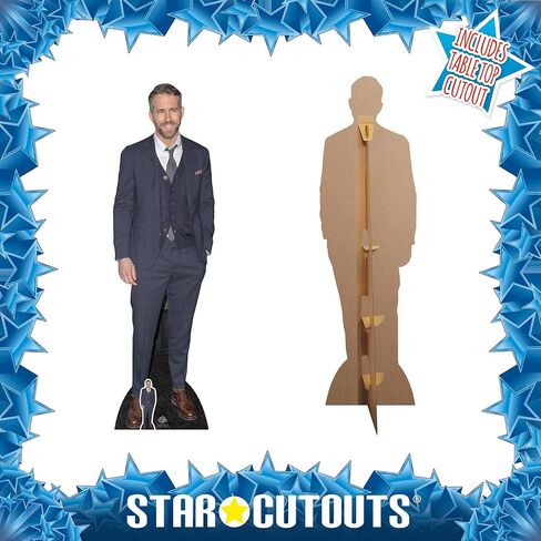 STAR CUTOUTS CS704 المشاهير Standee Ryan Reynolds Lifesize Cardboard Cutout Smart Casual Suit Cut Out 188 سم، 188 × 55 × 188 سم، متعدد الألوان in Kuwait