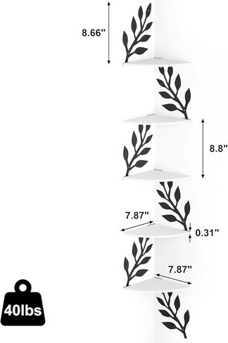 Fixwal Corner Floating Shelves, 5 Tier Rustic Wall Mounted Shelves for Decor and Storage, Decorative Ledges for Bedroom Living Room Bathroom Kitchen (Black) in Saudi Arabia