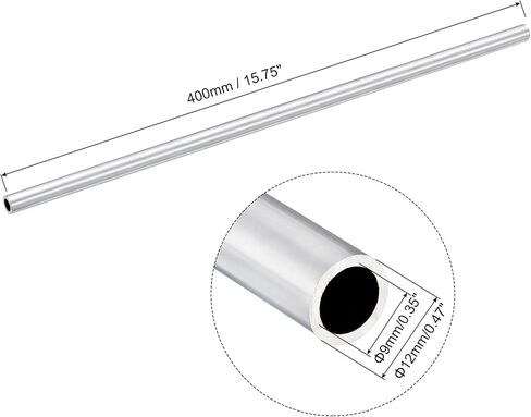 uxcell 6063 Aluminum Round Tube, 12mm OD 9mm Inner Dia 400mm Length Pipe Tubing for Industry DIY Projects in Saudi Arabia