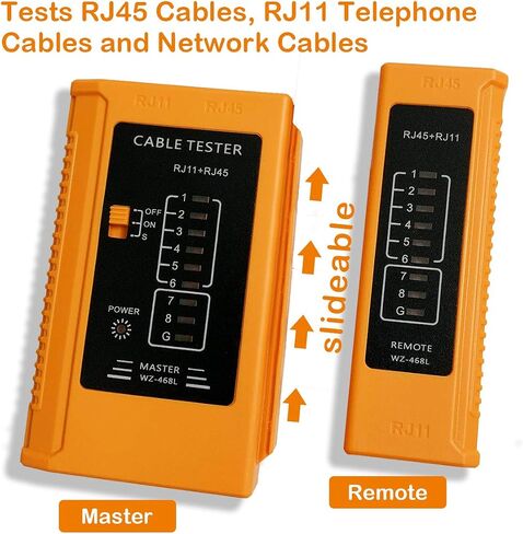 RJ45 Cable Tester - Network Cable Tester for LAN Phone RJ45 RJ11 RJ12 Cat5 Cat5e Cat6 Cat6a Cat7 UTP/Shield Cable - Automatic Operation, Remote Testing - Durable and Sturdy in Saudi Arabia