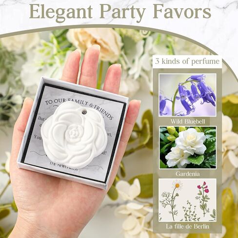 30 Sets Rose Bridal Shower Favors Wardrobe Scented Gypsum Natural Car Freshener with Vintage Gift Boxes Thank You Cards Souvenirs Wedding White Rose Decorations Wedding Favors for Guests in Saudi Arabia