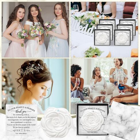 30 Sets Rose Bridal Shower Favors Wardrobe Scented Gypsum Natural Car Freshener with Vintage Gift Boxes Thank You Cards Souvenirs Wedding White Rose Decorations Wedding Favors for Guests in Saudi Arabia
