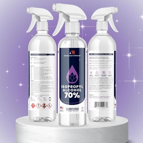 American Ethanol Isopropyl Rubbing Alcohol 70% - Multi-Use, Residue-Free Cleaner with High-Purity Technical-Grade Solution for Versatile Cleaning and Disinfection - 32 Fluid Ounces in Saudi Arabia