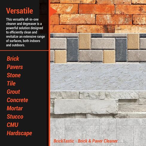 منظف ​​الطوب والرصف من RadonSeal BrickTastic - منظف قوي ومزيل الشحوم للأسطح الداخلية والخارجية من الطوب والرصف والبناء (1 جالون) in Saudi Arabia