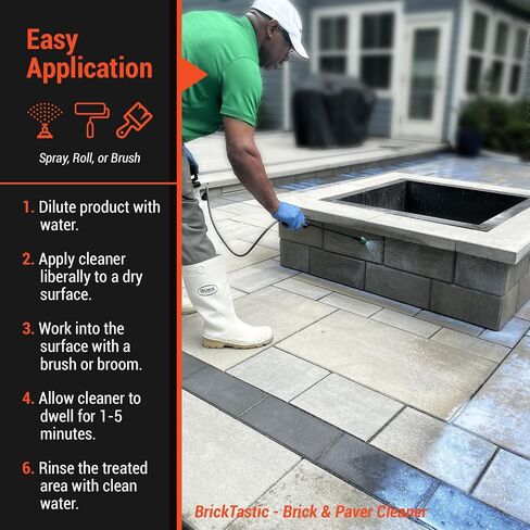 منظف ​​الطوب والرصف من RadonSeal BrickTastic - منظف قوي ومزيل الشحوم للأسطح الداخلية والخارجية من الطوب والرصف والبناء (1 جالون) in Saudi Arabia