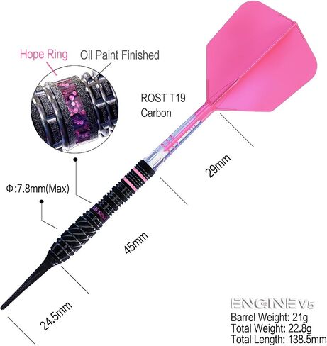 CUESOUL ENGINE 18/19/20/21g Soft Tip 90% Tungsten Dart Set with Oil Paint Finished and Unifying ROST T19 CARBON Flight in Kuwait