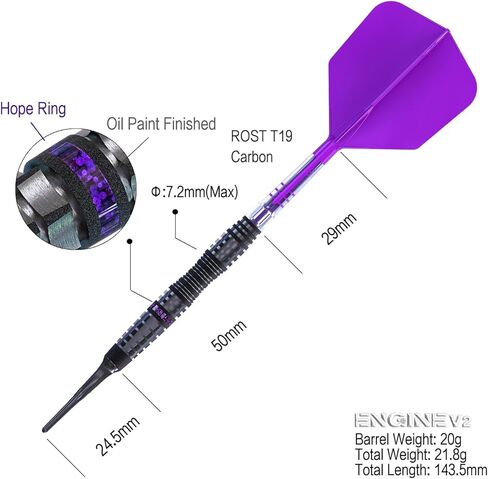محرك CUESOUL 18/19/20/21g طرف ناعم 90% مجموعة سهام التنغستن مع طلاء زيتي نهائي وتوحيد ROST T19 CARBON Flight in Kuwait