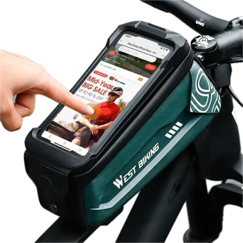Latest Bicycle Waterpoof Bag Frame Front Tube Bag Touchscreen, Cell Phone Holder Case, Waterproof Cycling Bag Bike Accessories (Orange 2.5L) in Saudi Arabia