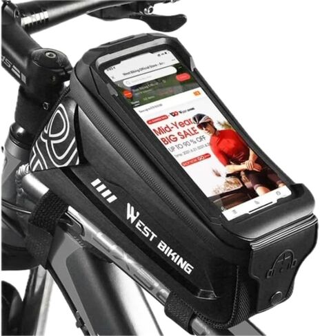 Latest Bicycle Waterpoof Bag Frame Front Tube Bag Touchscreen, Cell Phone Holder Case, Waterproof Cycling Bag Bike Accessories (Orange 2.5L) in Saudi Arabia