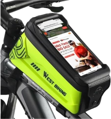 Latest Bicycle Waterpoof Bag Frame Front Tube Bag Touchscreen, Cell Phone Holder Case, Waterproof Cycling Bag Bike Accessories (Orange 2.5L) in Saudi Arabia