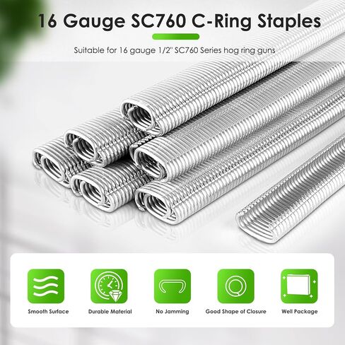 SC760 16 مقياس 1/2 بوصة تاج داخلي 5/8 بوصة تاج خارجي مجلفن C حلقة ستابلز 18,000 قطعة/صندوق، حلقات C لمسدس حلقة الخنزير كماشة حلقة C in Kuwait