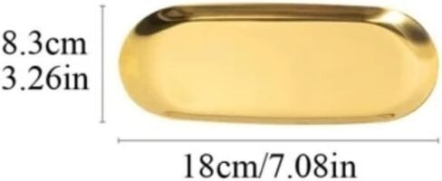 GLAZZLESIPPSCOMPANY Decorative Tray Stainless Steel, Gold, 7 Inch Long, Oval, Jewelry Dish Cosmetics Organizer Bathroom Clutter Serving Platter Small Storage Tray (1, small) in Saudi Arabia
