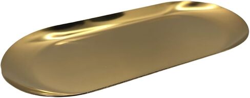 GLAZZLESIPPSCOMPANY Decorative Tray Stainless Steel, Gold, 7 Inch Long, Oval, Jewelry Dish Cosmetics Organizer Bathroom Clutter Serving Platter Small Storage Tray (1, small) in Saudi Arabia