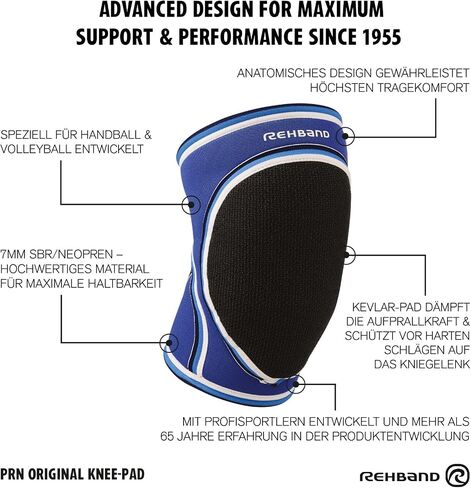 Rehband Original Knee Pads, Neoprene knee protection sleeves for volleyball & indoor sports, Kneepad women & men, Colour:Blue, Size:XX-Large in Saudi Arabia