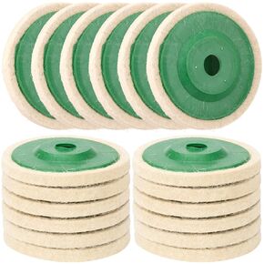 18 Pack 4 Inch Round Wool Felt Disc Wheel Pad, for 100 Angle Grinder, Buffing Polishing Buffer Bore Dia-White & Green