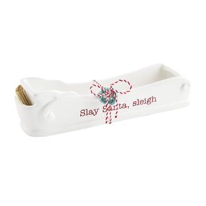 Mud Pie Santa's Sleigh Cracker Dish with Toothpick Holder Server, White