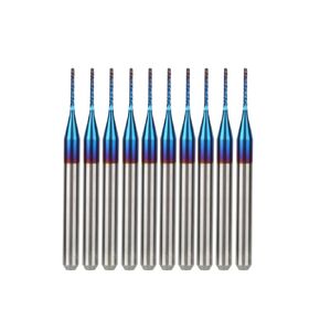 10pcs Tungsten Nose End Mill Blue Coated Spiral Router Bits Milling Machine Cutter Drill Bit CNC Rotary Burrs Set Tool(0.8mm)