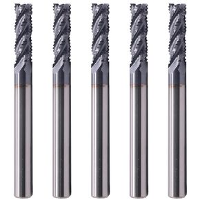 BestParts High Performance 5Pcs Solid Carbide Roughing End Mills, AlTiN Coated, 4 Flute, 35 Degree Helix, 3/16" Cutting diameter, 3/16" Shank diameter, 5/8" Length of Cut, 2" Overall Length
