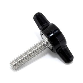 #10-24 x 3/4" Thumb Screw Stainless Steel - Black Tee Wing Plastic Knob - Standard/Coarse Thread ThumbScrew - Length: 0.750" - Proudly Built in USA - Package of (4)