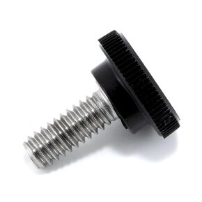 1/4"-20 x 5/8" Thumb Screw Stainless Steel - Black Knurled Round Plastic Knob - Standard/Coarse Thread ThumbScrew - Length: 0.625" - Proudly Built in USA - Package of (4)