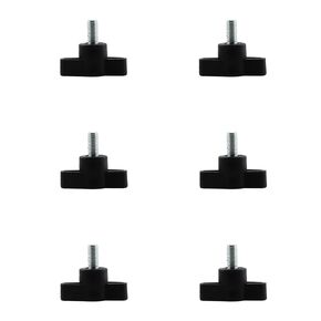 Maxmoral 6PCS 1.18 Inch Stainless Steel Thumbscrew M6x30 Coarse Thread Screw Butterfly Twisted Wire Nut Black Tee Wing Plastic Knob Suitable for Industrial and Furniture Decoration