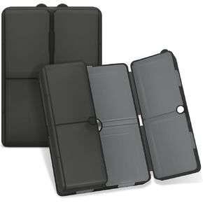 FYY Daily Pill Organizer,7 Compartments Portable Pill Case Travel Pill Organizer,[Folding Design] Large Pill Box for Purse Pocket to Hold Vitamins,Cod Liver Oil,Supplements and Medication-Clear Black