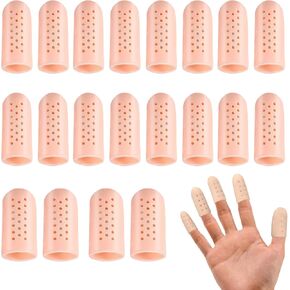 20Pcs Gel Finger Cots with Air Holes, Gel Finger Protectors Finger Protection and Healing for Finger Tips, Breathable Finger Covers, Finger Caps Gloves, Finger Cracking,Finger Caps