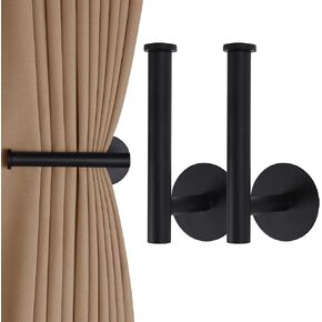 2 Pack Curtain Holdbacks No Drill Curtain Tiebacks Adhesive Curtain Holdbacks Curtain Pull Backs Curtain Hooks No Drill Curtain Holders Curtain Tie Backs for Curtains (2, Black)