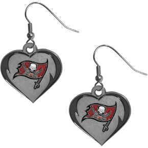 Siskiyou Sports NFL Tampa Bay Buccaneers Heart Dangle Earrings, Team Colors,One Size