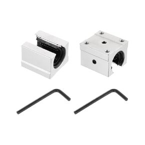 uxcell 2pcs SBR20UU Linear Bearing Block 20mm Open Slide Bearing Long Block for SBR20 Linear Motion Shaft Guides Slide Rails as 3D Printer CNC Router Part, Silver Tone
