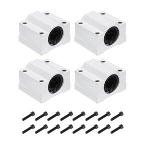 uxcell 2PCS SCS12UU Linear Motion Ball Bearing Slide Bushing Aluminum 41mm Long Linear Roller Bearing Slide Block for 12mm Round Shaft Rod in 3D Printer, CNC Machine, Silver Tone