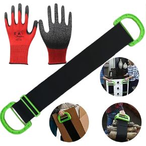 The green handle is adjustable with a mobile strap, capable of supporting up to 500 pounds, paired with 1 pair of protective rubber gloves, suitable for carrying furniture, appliances，boxetc。 ﻿