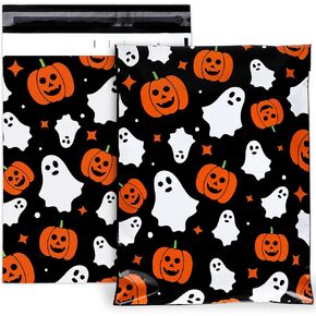 100Pcs 10 x 13 Inch Halloween Poly Mailers Ghost Pumpkin Black Packing Bags with Self Sealing Gift Wrap Envelopes for Small Business Boutique Clothing