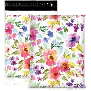 100Pcs Floral Poly Mailers 10 x 13 Inch Colorful Flower Packaging Bags Watercolor Spring Self Seal Mailing Envelope Bags for Small Business Clothing Document Gifts