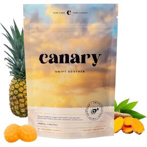 Canary Swift Soother Gummies | Bromelain, Curcumin, Quercetin, and Turmeric Supplement for Joint Health & Digestion - Vegan Tropical Pineapple Flavor, 60 Gummies