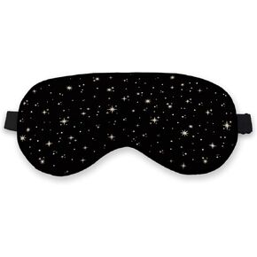 Golden Stars Black Starry Sky Eye Mask for Women Men, Smooth Silk Blackout Eye Mask for Sleeping, Adjustable Straps Soft Lightweight Sleep Mask Night Mask, Eye Cover for Sleeping for Women in Kuwait