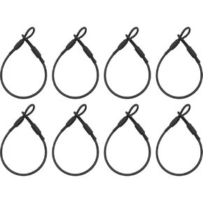 8 Pcs 20 inch (50cm) 6mm Thickness Galvanized Steel Wire Rope Lanyard Cable Tether Safety Strap with Braided Steel Rubber Coated for Outdoor Travel Home Hanging Transport