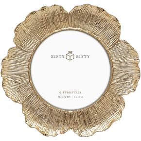 Circular Gold Floral Photo Frame / 4x4 In | For Tabletop Display | Perfect for Home Decor, Wedding, Graduation, Or Milestone Photos