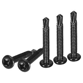 #14x1-1/4" Pan Head Self Drilling Screws - 25Pack - Black Oxide 410 Stainless Steel Phillips Drive Self Tapping Sheet Metal Screws