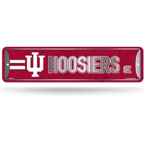 Rico Industries NCAA Indiana Hoosiers Metal Street Sign 4" x 15" Home Décor - Bedroom - Office - Man Cave