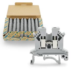 100pcs Grey UK-2.5B Din Rail Wire Terminal Block Voltage and Current Safety Ground Terminal Block 800V 32A 2.5 Square mm Universal Connector Screw Wire Connection