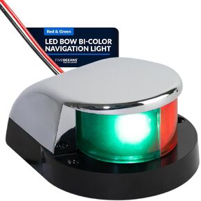 Five Oceans Boat Navigation Lights, LED Bow Light, Boat Navigation Lights Red and Green, Horizontal Mount Bi-Color Light, 12V, USCG Rules 2NM, for Pontoon, Fishing Boats, Bass Boats - FO4429