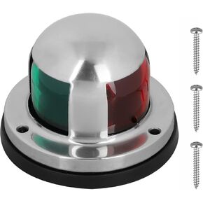 LED Boat Navigation Lights, 12V IP65 Waterproof Signal Lamp Red Green LED Navigation Warning Light for Boat Pontoon Yacht Skeeter-Stainless Steel Shell