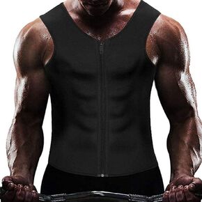 Men Hot Neoprene Workout Sauna Tank Top Zipper Waist Trainer Vest Weight Compression Shirt Gym Clothes Corset