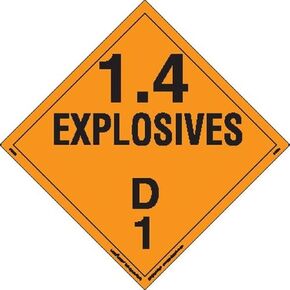 Labelmaster PSR72 Explosive Class 1.4 D Hazmat Placard, Removable Vinyl (Pack of 25)