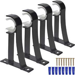 4 Pieces Curtain Rod Hooks Heavy Duty Curtain Rod Bracket Rod Support Hanger for 1 to 1.1 Inch Rod,White
